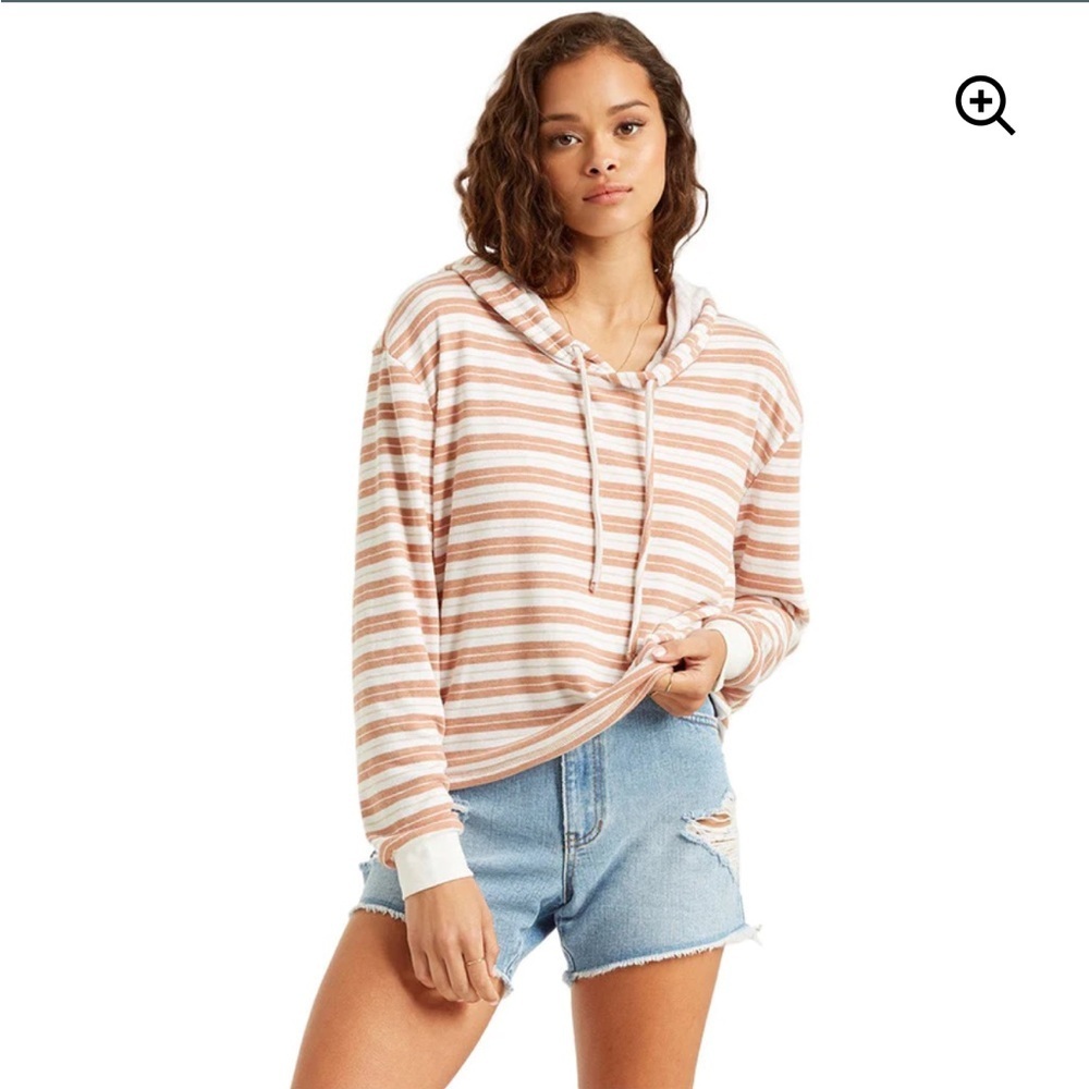 BILLBONG women’s Making Waves super soft lightweight Terry striped hoodie Large